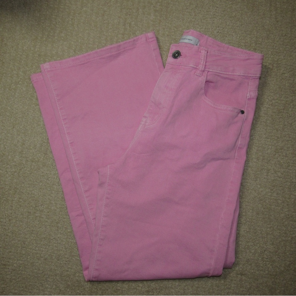 Q2 Pink Straight Leg Jeans Classic Denim